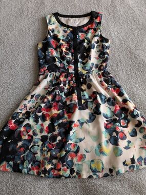 mac & jac Multicolor Abstract Floral Sleeveless Fit-and-Flare Mini Dress